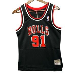 Mitchell Ness Chicago Bulls Dennis Rodman 91‎ Swingman Jersey Womens M Black Red